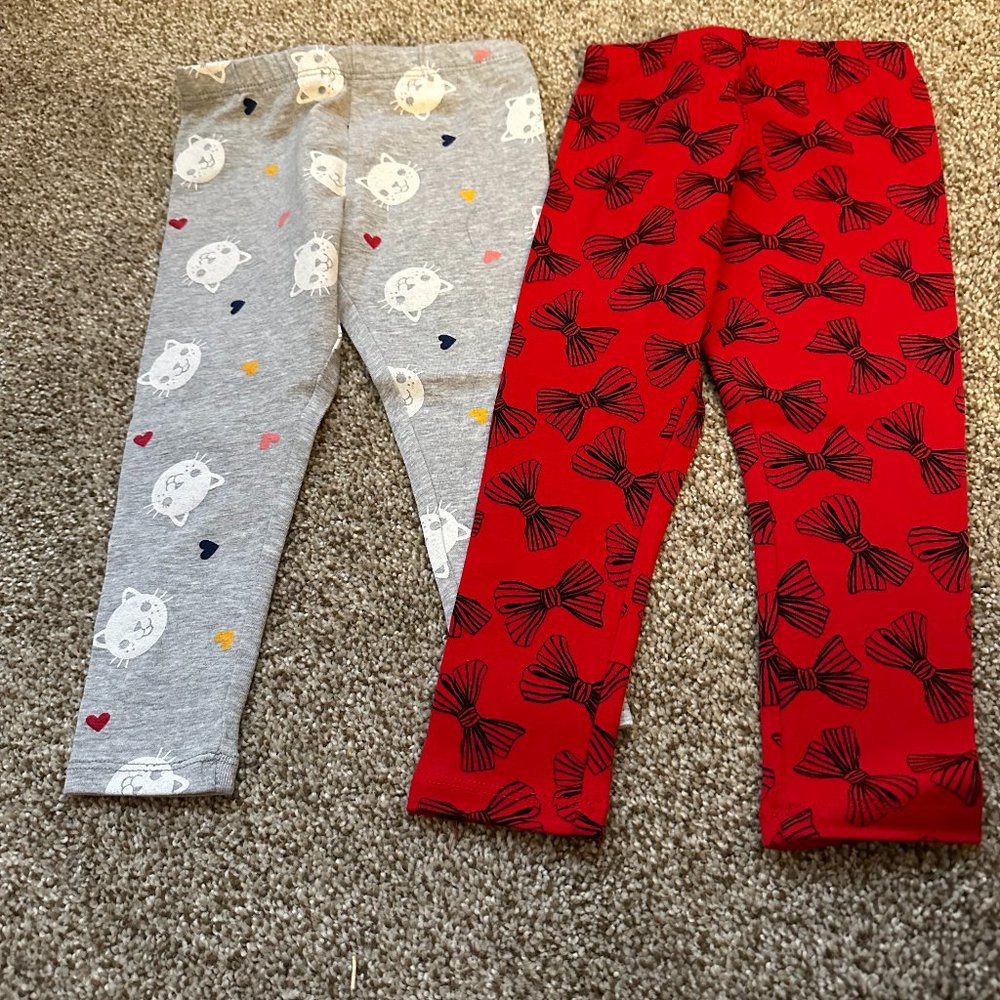 2 PAIR TODDLER LEGGINGS SIZE 18M  #K12